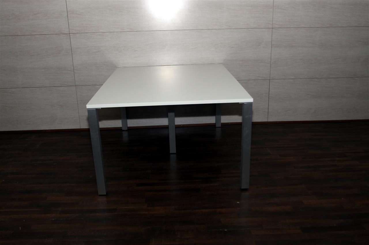 Poza birou + dulap mic, drept, pal, pfl, alb, picioare aluminiu - bca110330 [2]